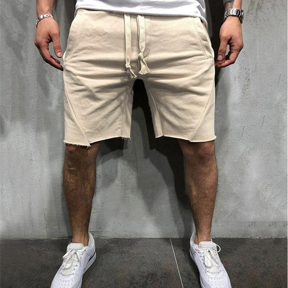 Slim Plain Lace-Up Lace-Up Men's Shorts