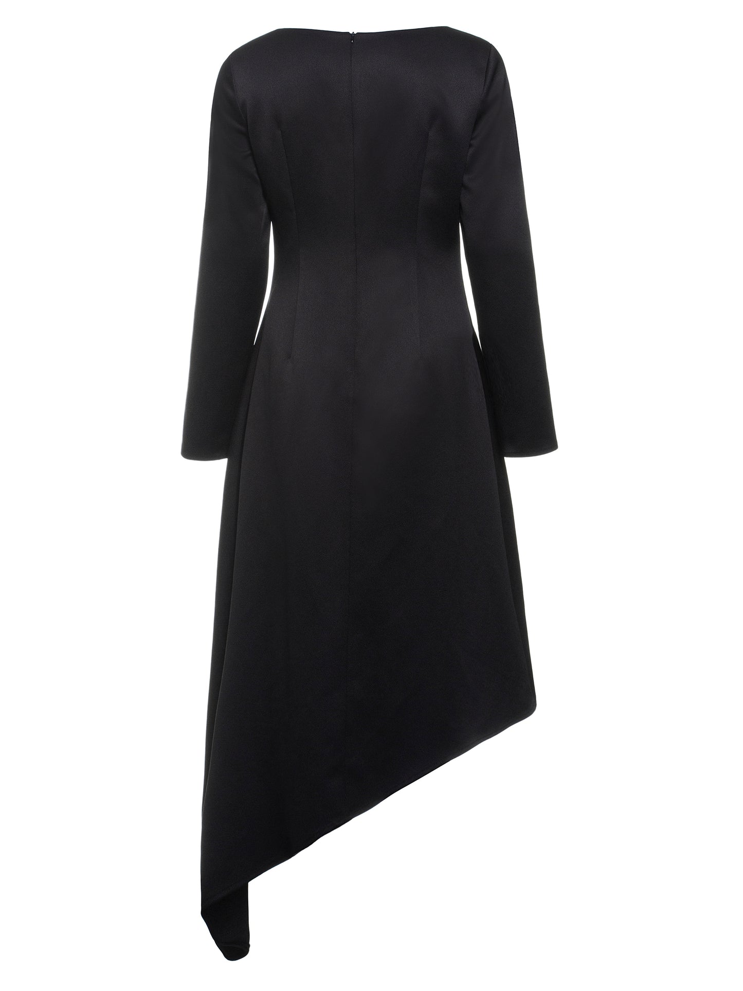 Mid-Calf Round Neck Asymmetric Long Sleeve Modern Women's Dress