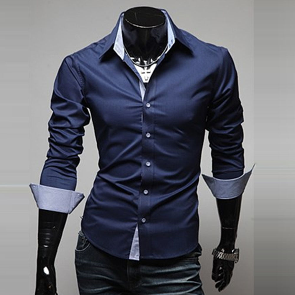 Casual Plain Single-Breasted Men's Shirt