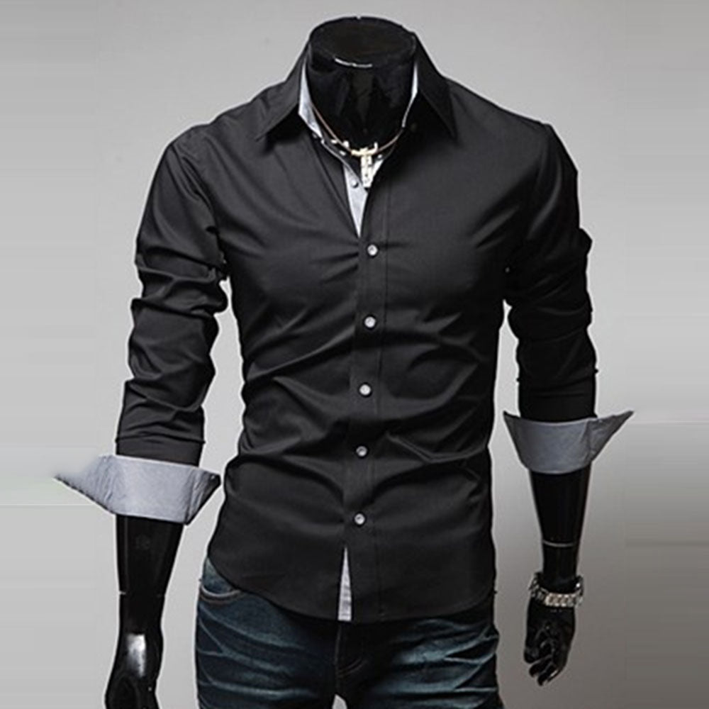 Casual Plain Single-Breasted Men's Shirt