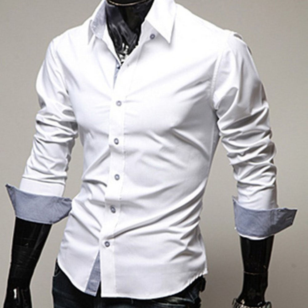 Casual Plain Single-Breasted Men's Shirt