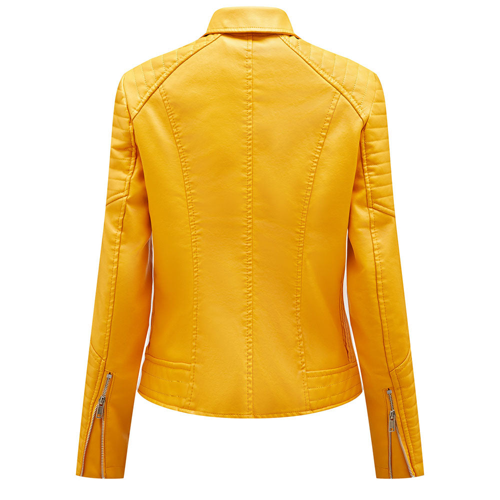 Standard Zipper Slim Fall Women's PU Jacket