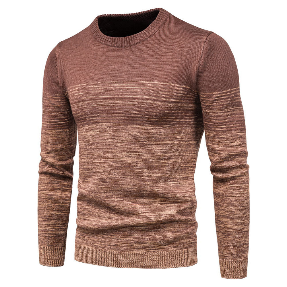 Round Neck Standard Patchwork Color Block European Men's Sweater