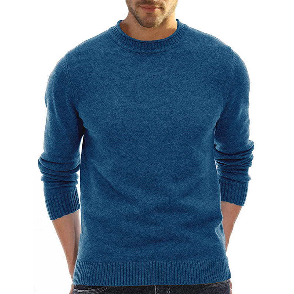 Round Neck Plain Standard Winter Men's Sweater