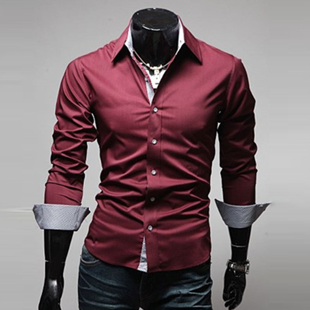 Casual Plain Single-Breasted Men's Shirt