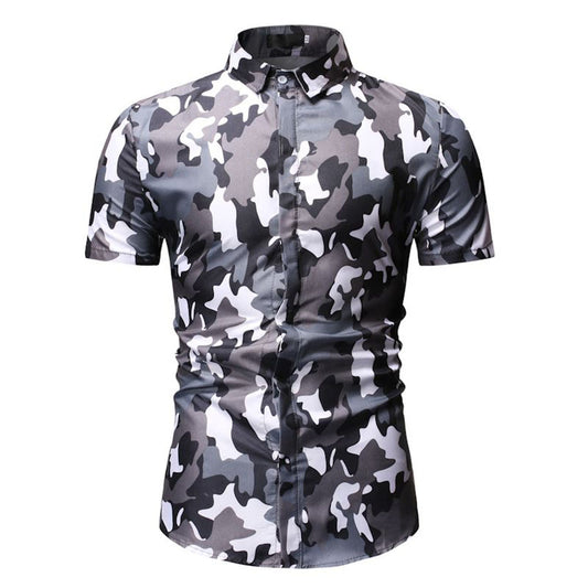 Lapel Button Camouflage Casual Single-Breasted Men's Shirt