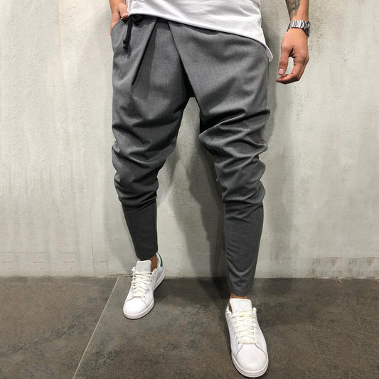 Plain Harem Mid Waist Men's Casual Pants