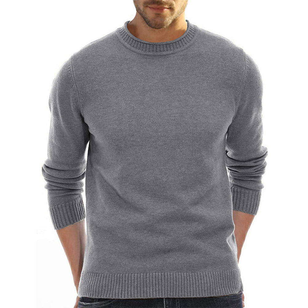 Round Neck Plain Standard Winter Men's Sweater