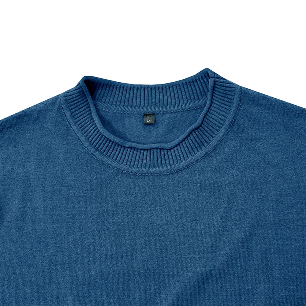 Round Neck Plain Standard Winter Men's Sweater