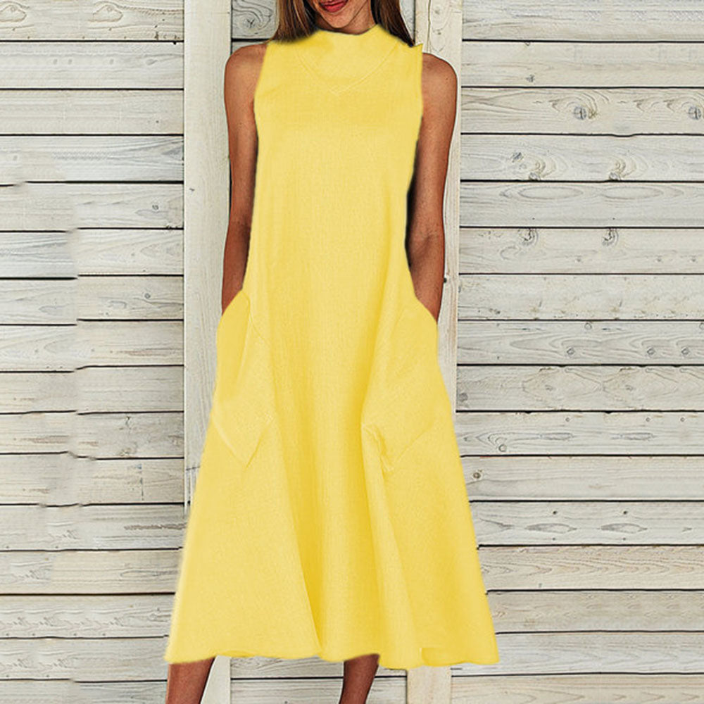 Mid-Calf Pocket Sleeveless Pullover Women's Dress