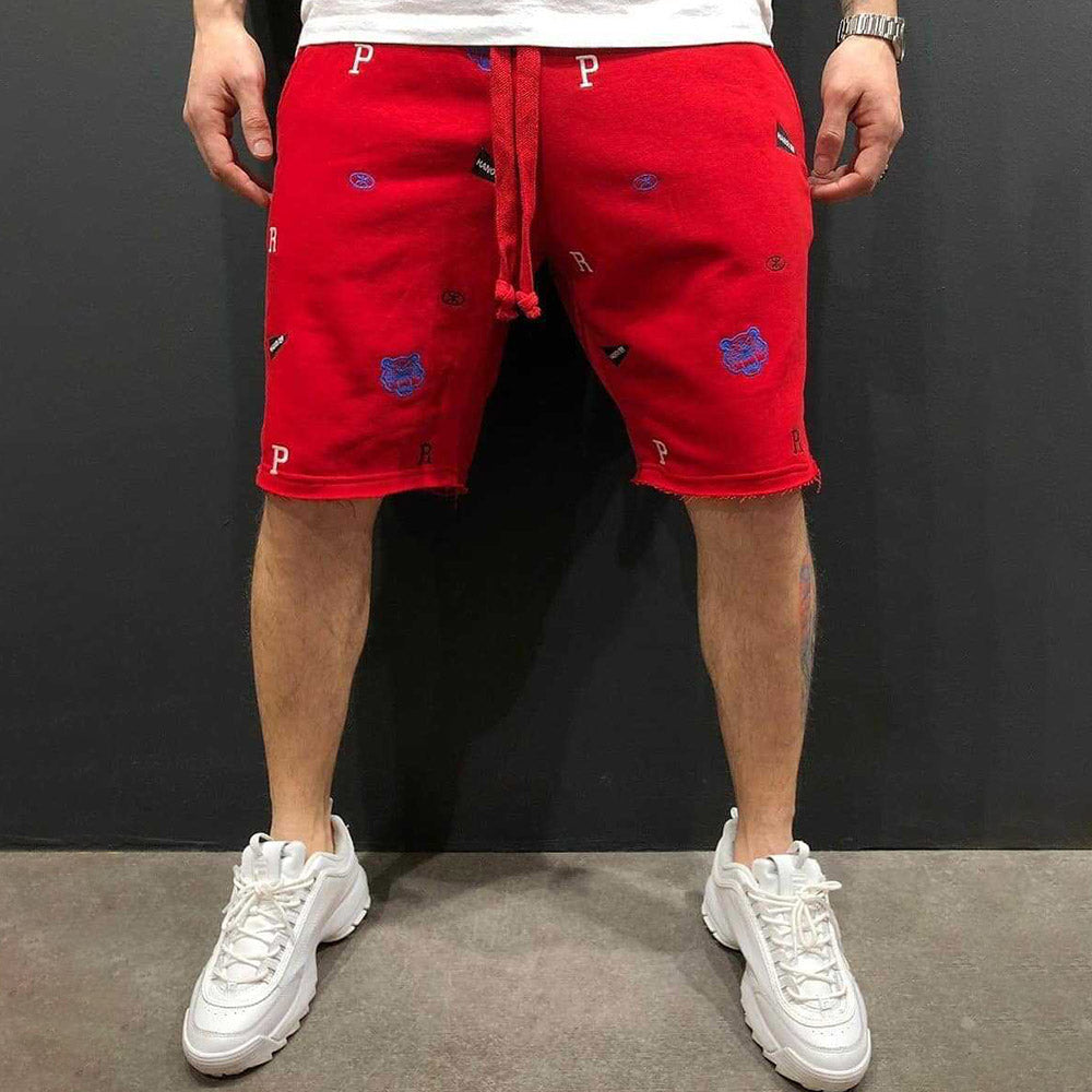 Straight Harem Embroidery Cartoon Casual Men's Shorts