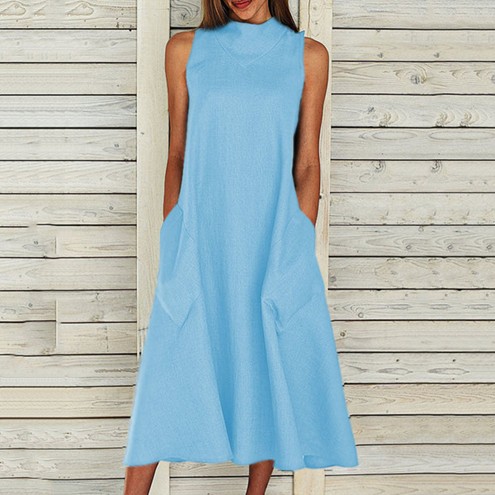 Mid-Calf Pocket Sleeveless Pullover Women's Dress