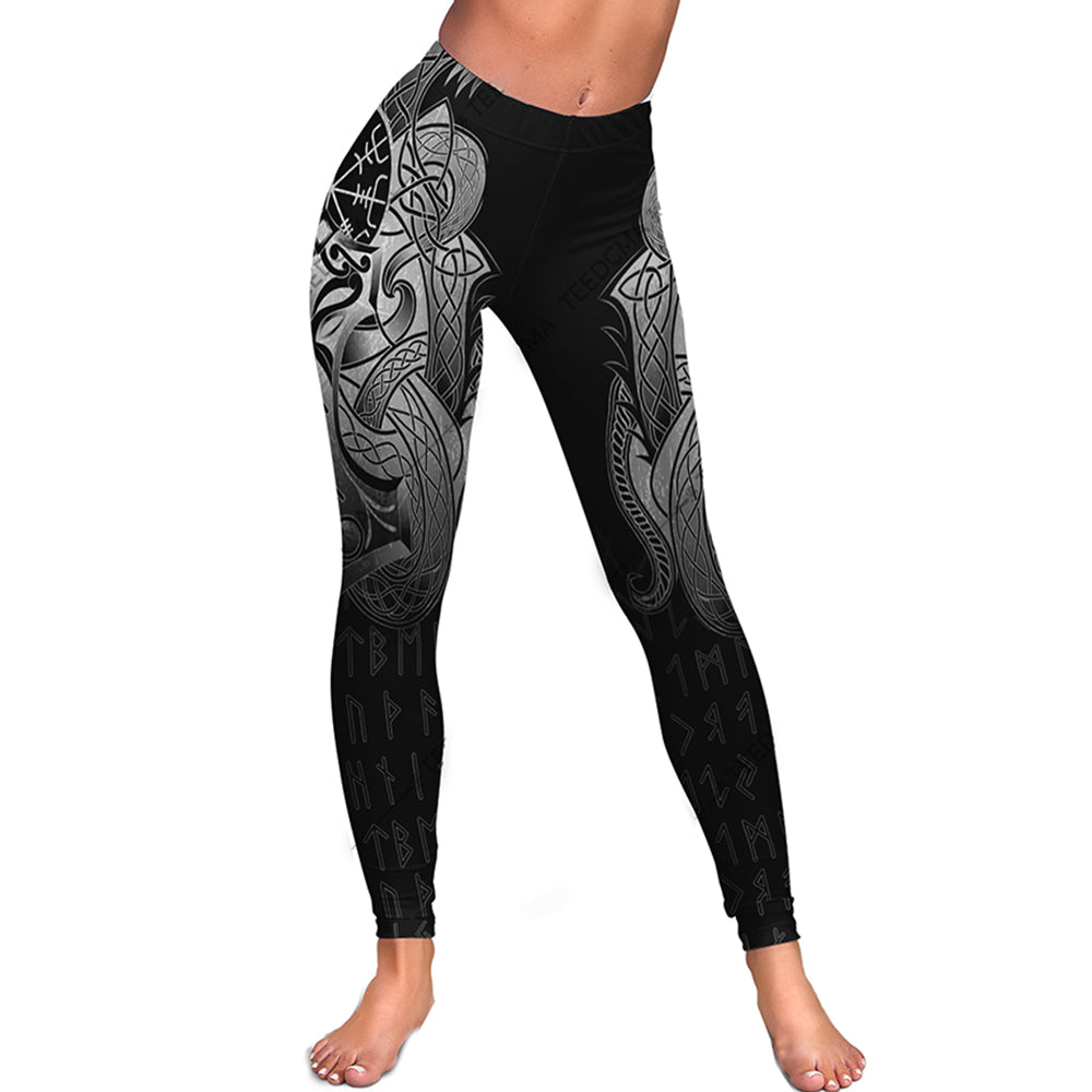 Viking Vegvisir Mjolnir And Dragon Norse 3D All Over Printed Women's Leggings