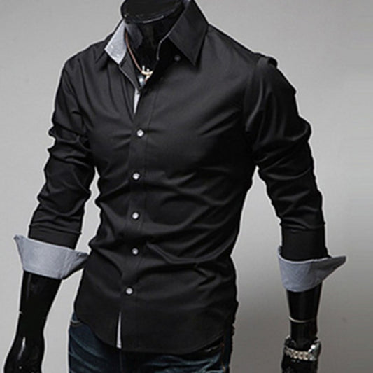 Casual Plain Single-Breasted Men's Shirt