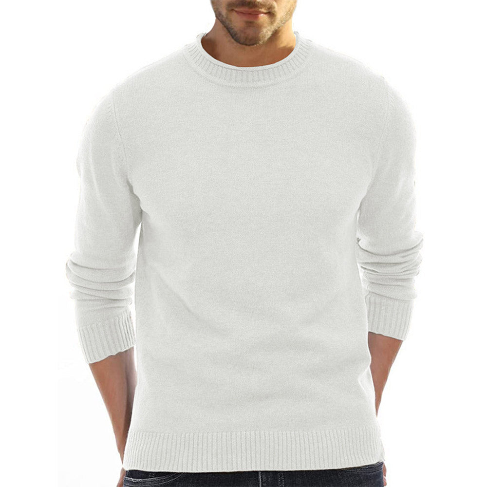 Round Neck Plain Standard Winter Men's Sweater