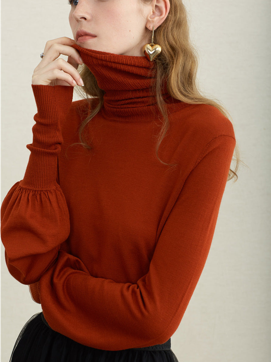 Thin Lantern Sleeve Turtleneck Women's Sweater