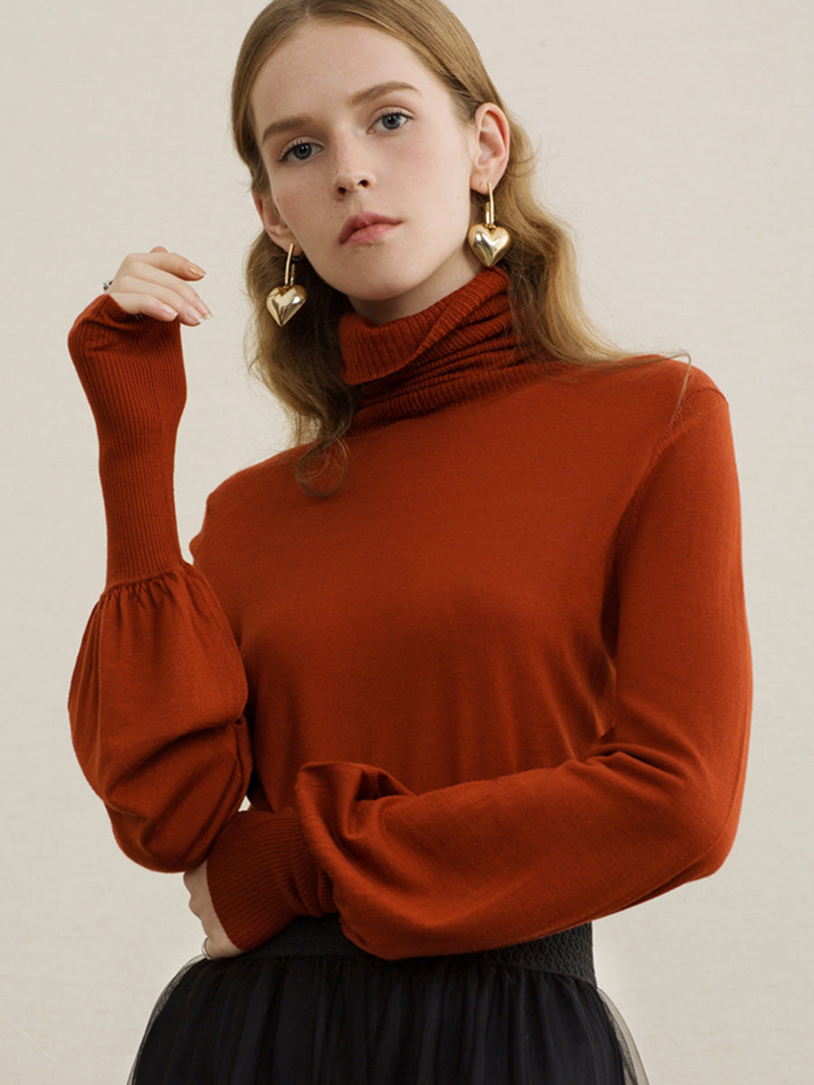 Thin Lantern Sleeve Turtleneck Women's Sweater