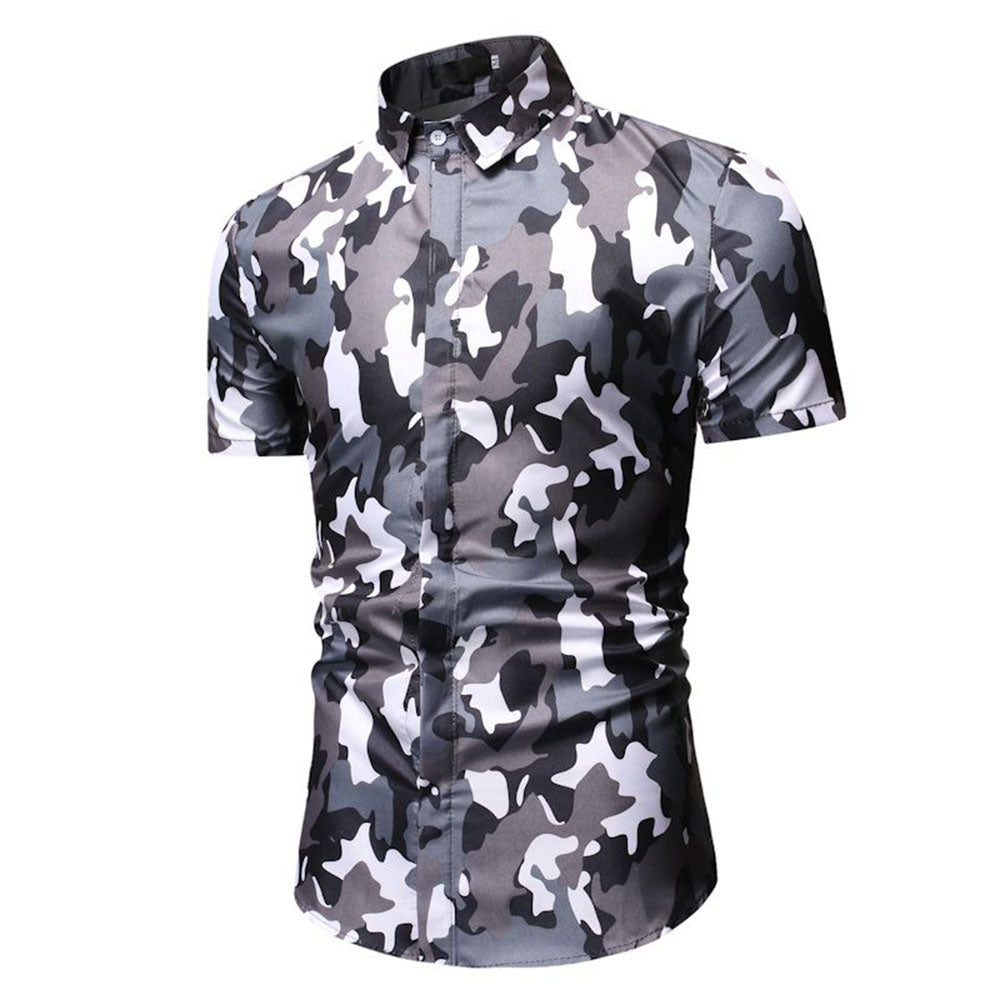 Lapel Button Camouflage Casual Single-Breasted Men's Shirt