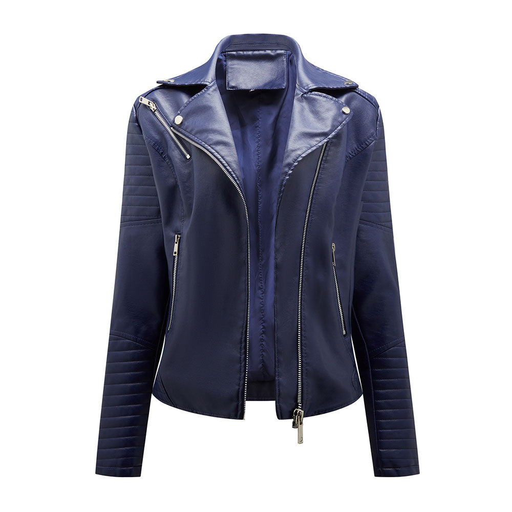 Standard Zipper Slim Fall Women's PU Jacket