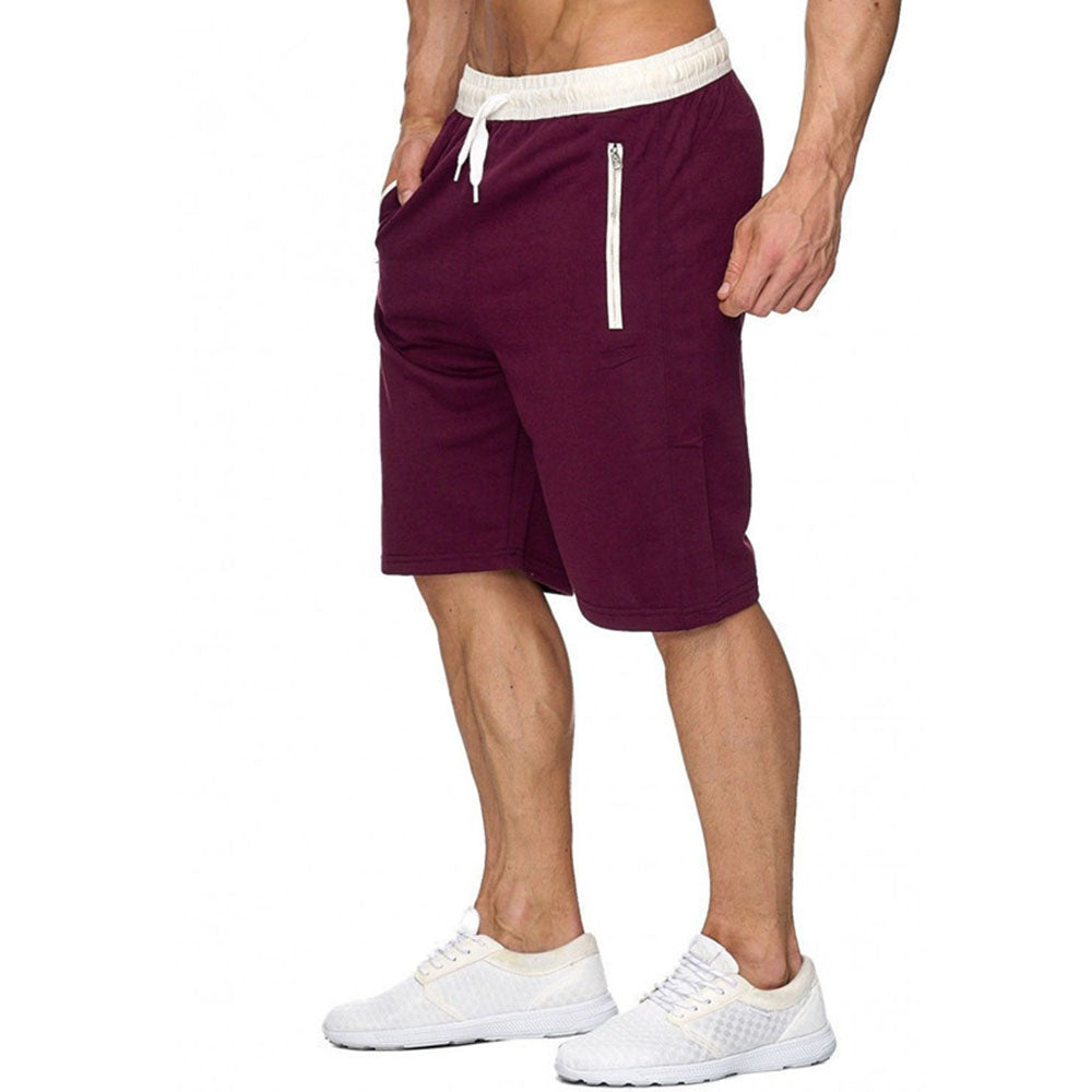 Straight Lace-Up Thin Color Block Mid Waist Men's Casual Pants