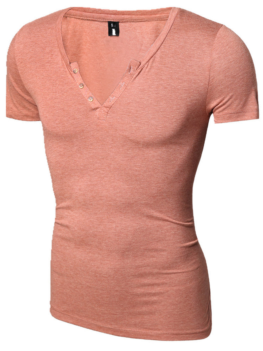 Plain V-Neck Casual Short Sleeve Men's T-shirt