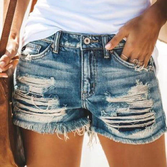 Plain Tassel Low Waist Women's Shorts