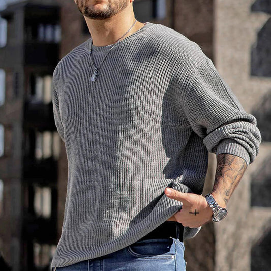 Plain Standard Round Neck Casual Men's Sweater