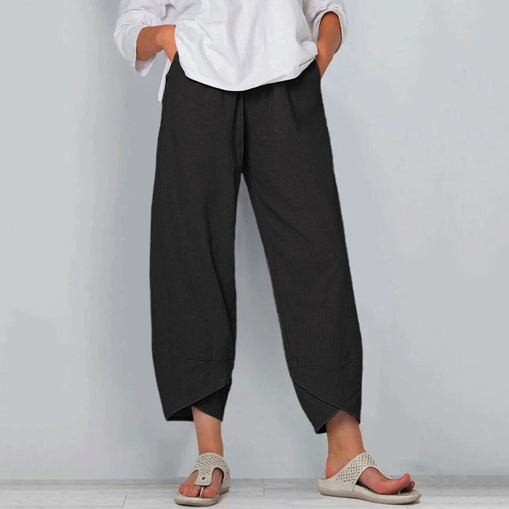 Plain Loose Ankle Length Women's Casual Pants