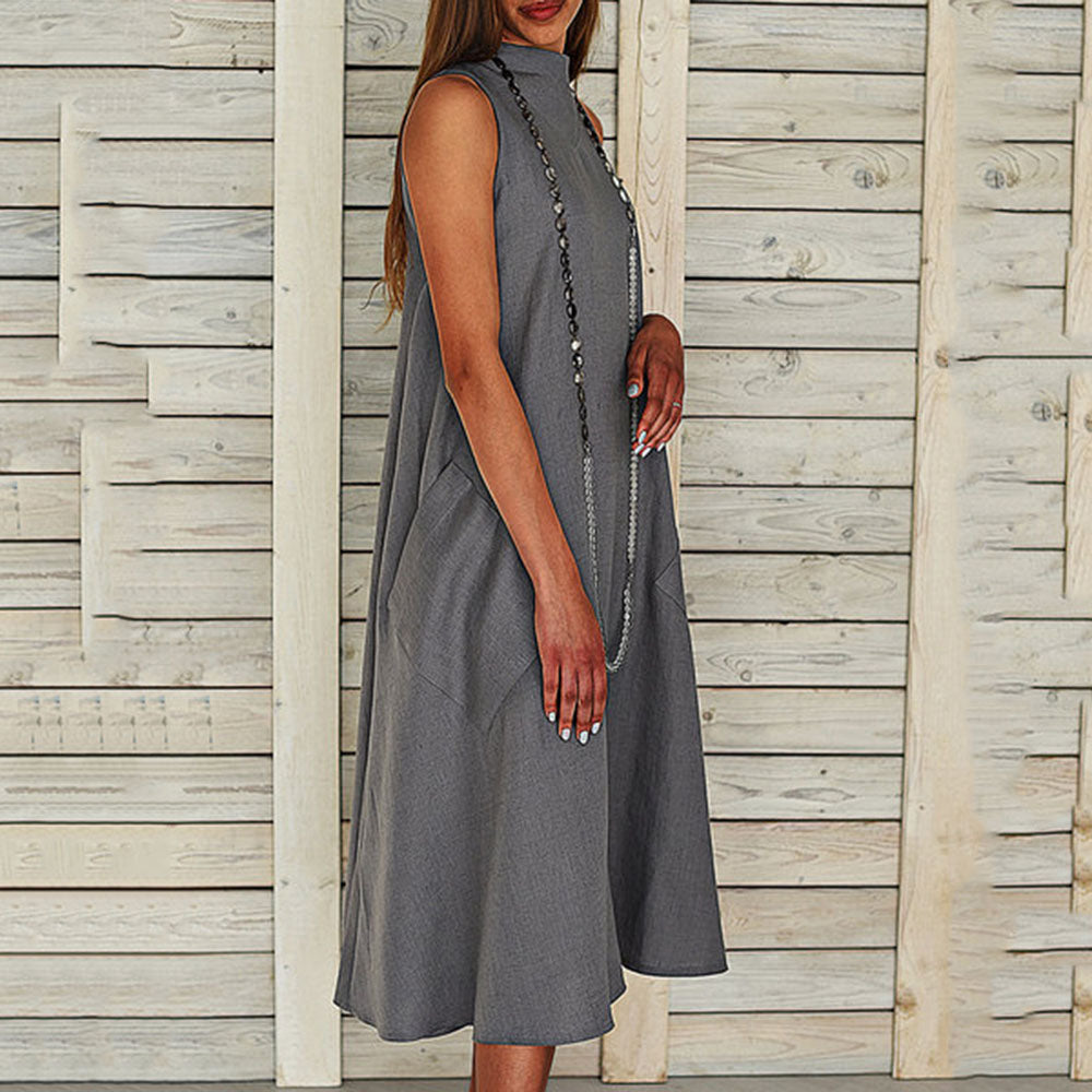 Mid-Calf Pocket Sleeveless Pullover Women's Dress