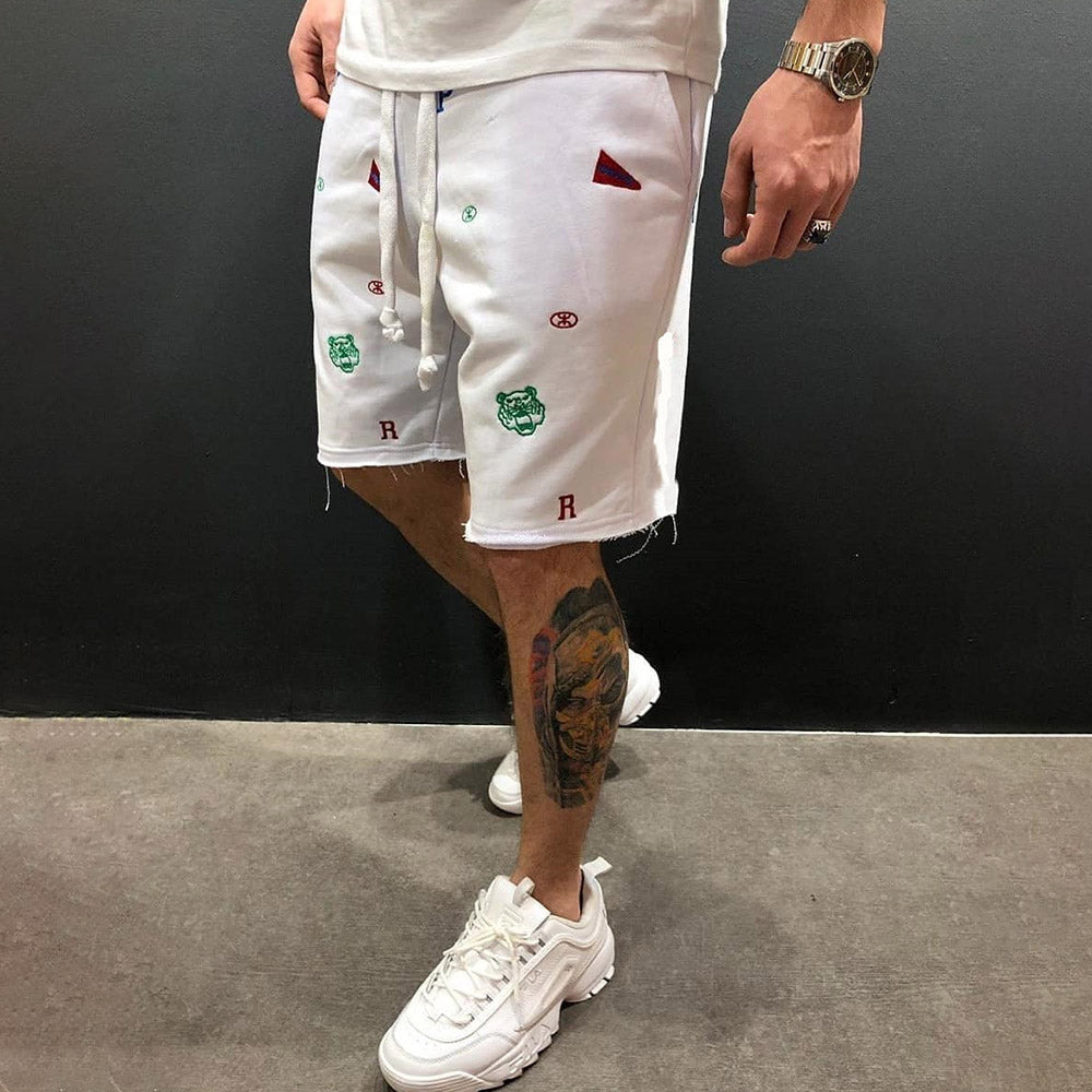 Straight Harem Embroidery Cartoon Casual Men's Shorts