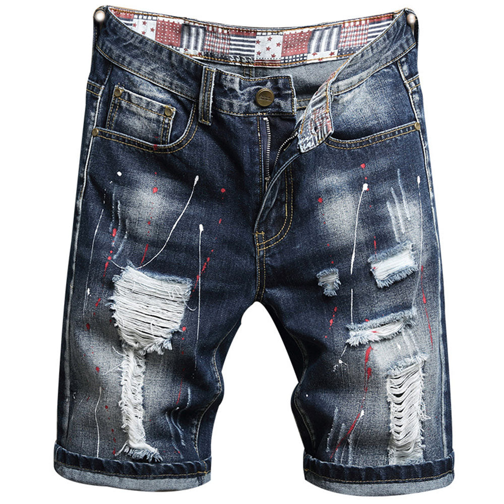 Paint Splatters Straight Mid Waist Men's Shorts