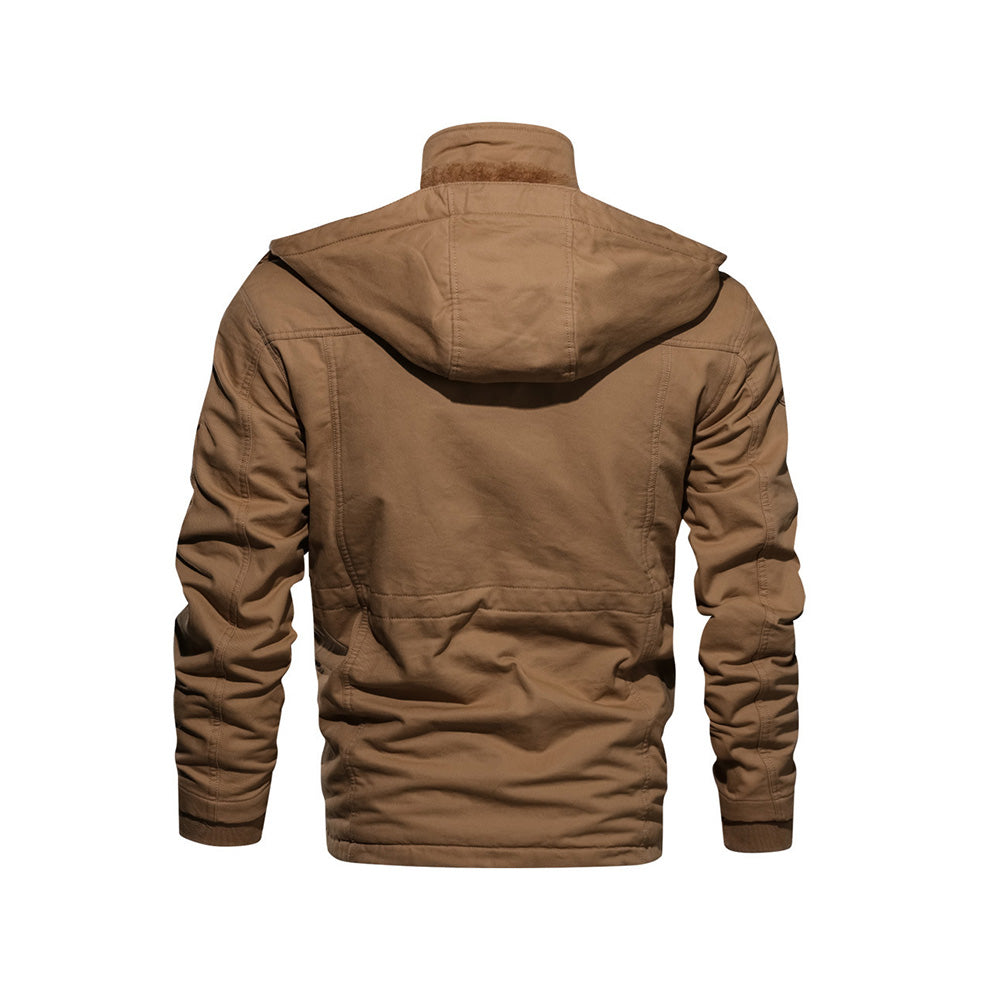 Stand Collar Plain Zipper Men's Jacket