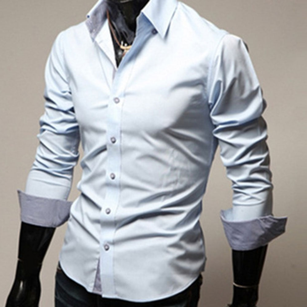 Casual Plain Single-Breasted Men's Shirt