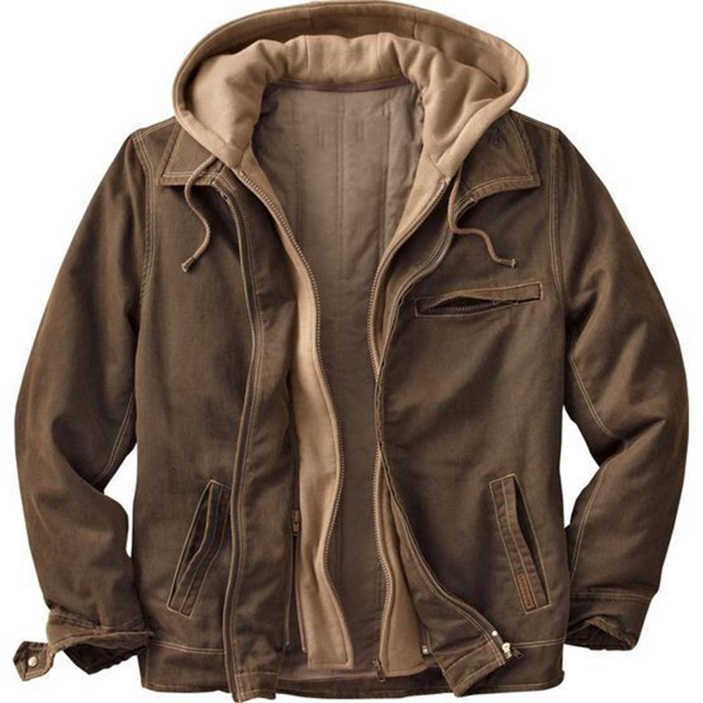 Hooded Color Block Pocket Casual Men's Jacket