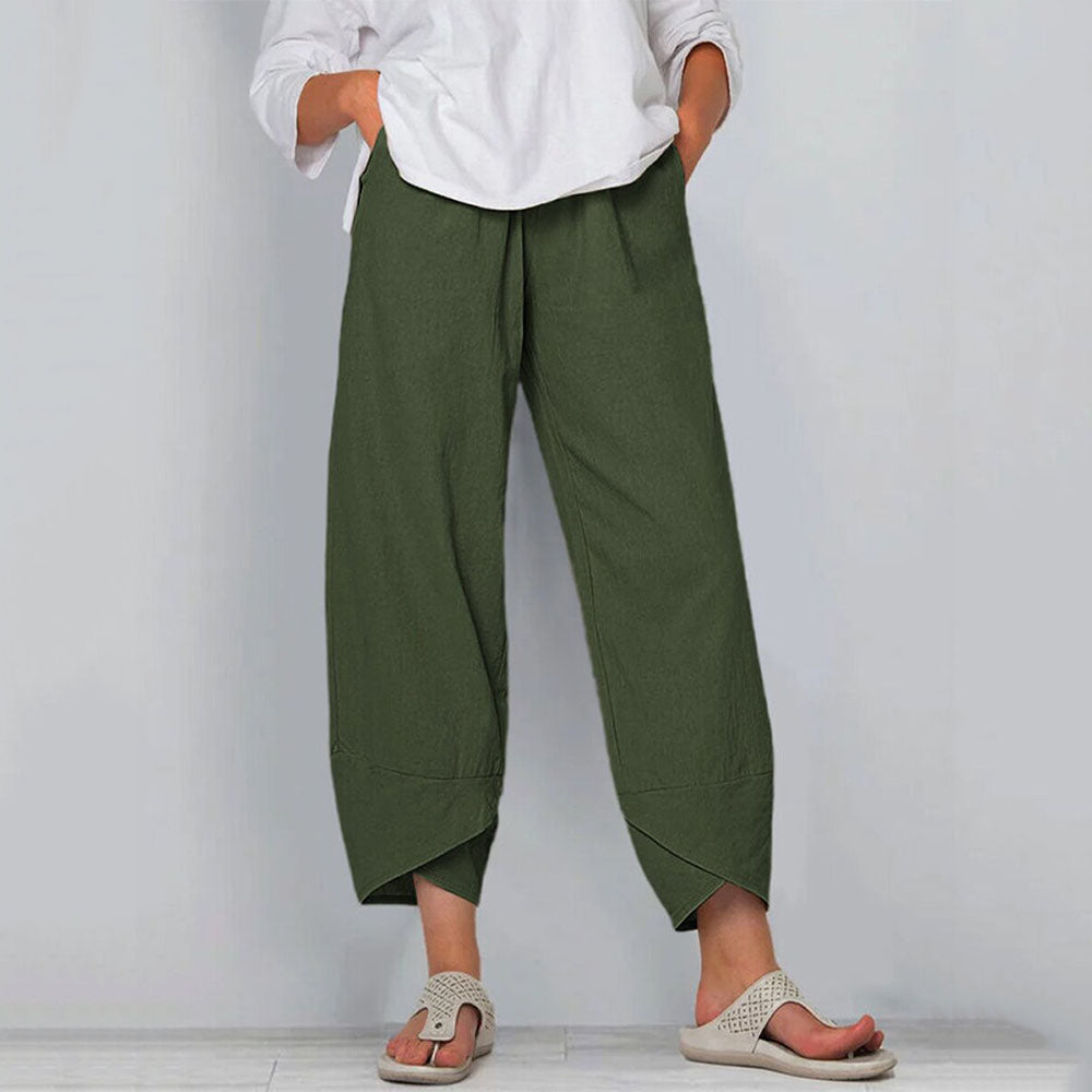 Plain Loose Ankle Length Women's Casual Pants