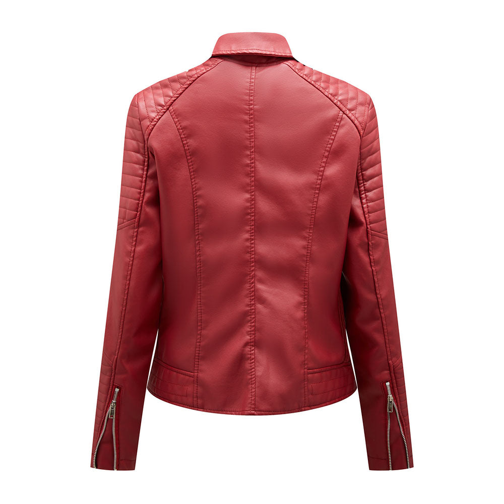 Standard Zipper Slim Fall Women's PU Jacket