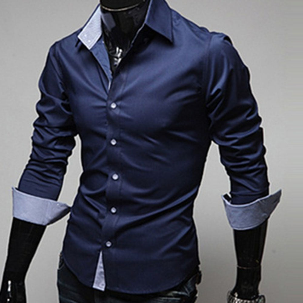 Casual Plain Single-Breasted Men's Shirt