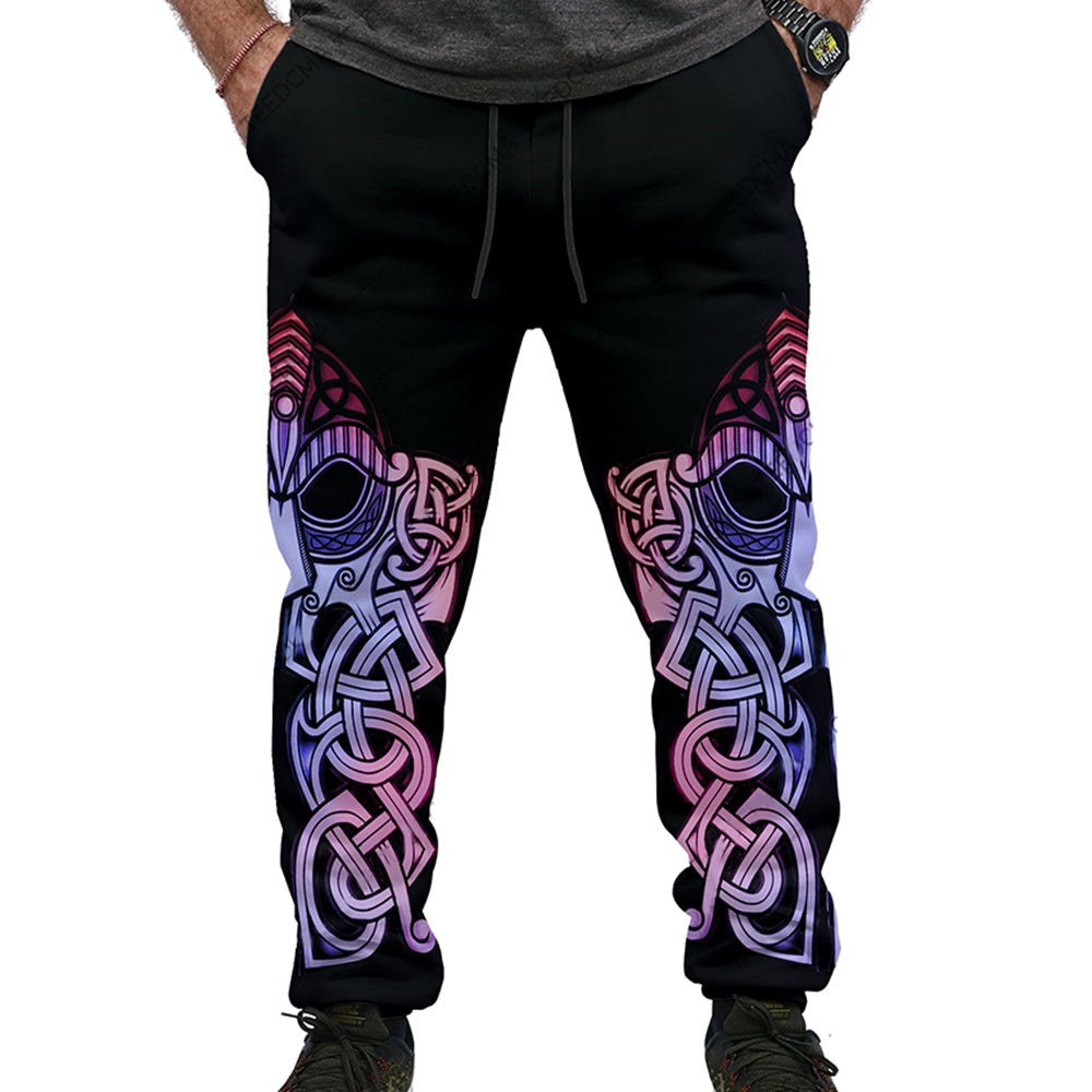 Viking Colorful Odin Raven 3D All Over Printed Men's Casual Pants