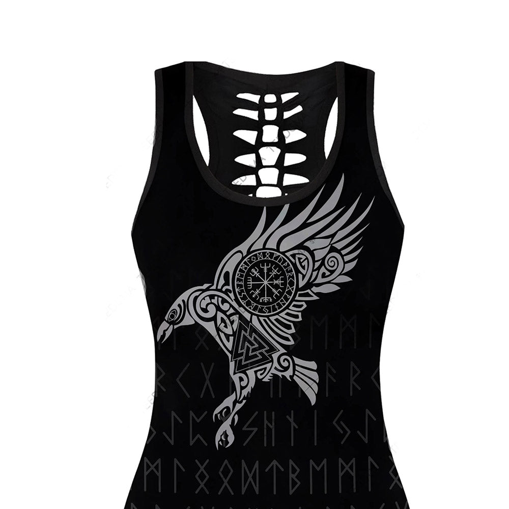 Vikings - The Raven of Odin Tattoo 3D All Over Printed Women's Tank Top