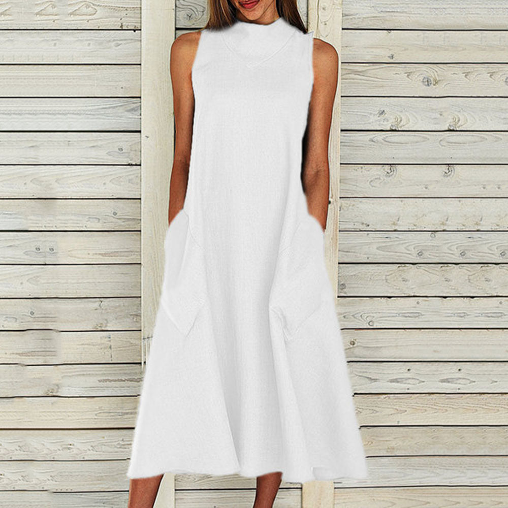 Mid-Calf Pocket Sleeveless Pullover Women's Dress