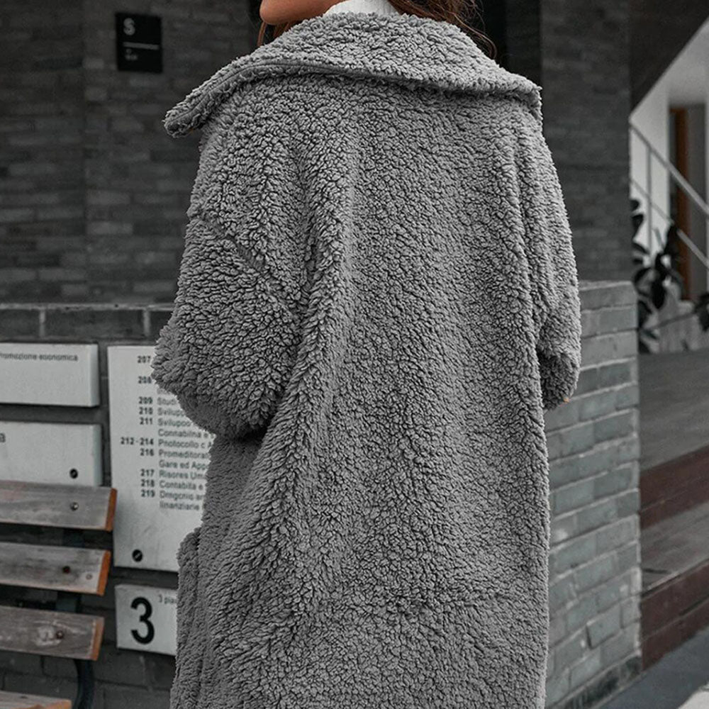 Long Sleeve Single-Breasted Fleece Loose Winter Women's Jacket
