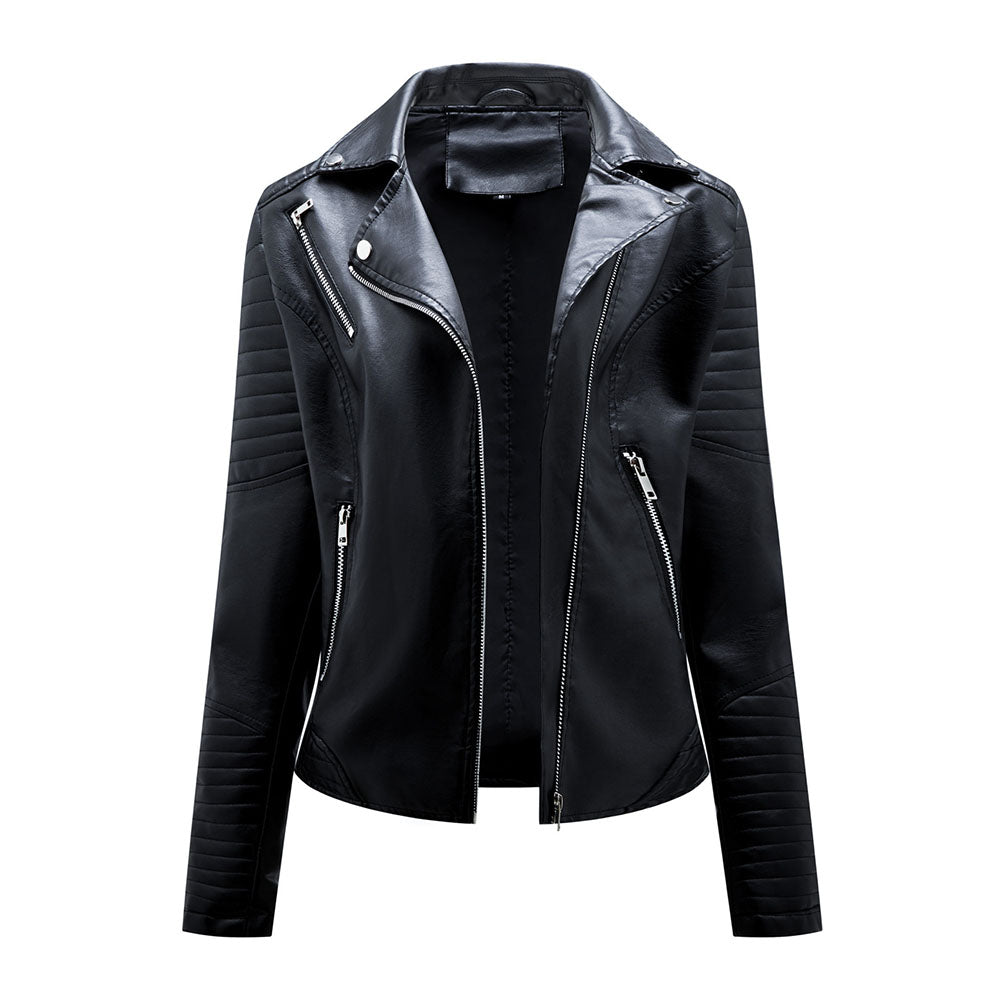 Standard Zipper Slim Fall Women's PU Jacket