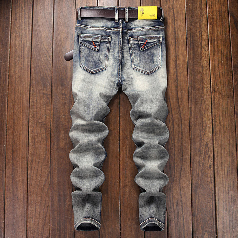 Zipper Pencil Pants European Men's Jeans