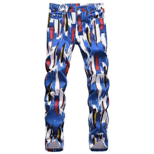 Print Pencil Pants Casual Men's Jeans