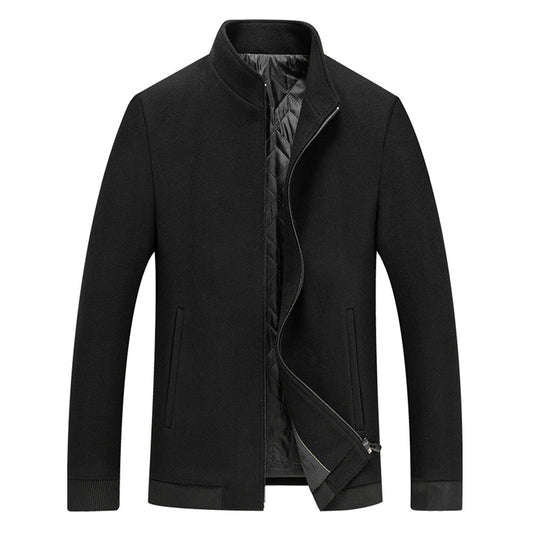 Stand Collar Thick Color Block Patchwork Slim Men's Jacket