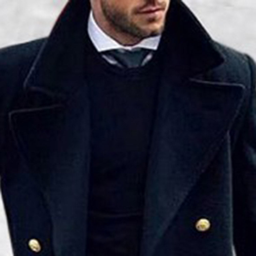 Long Plain Button Winter Men's Coat