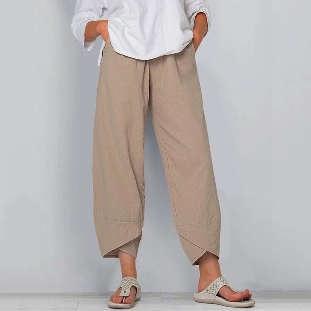 Plain Loose Ankle Length Women's Casual Pants