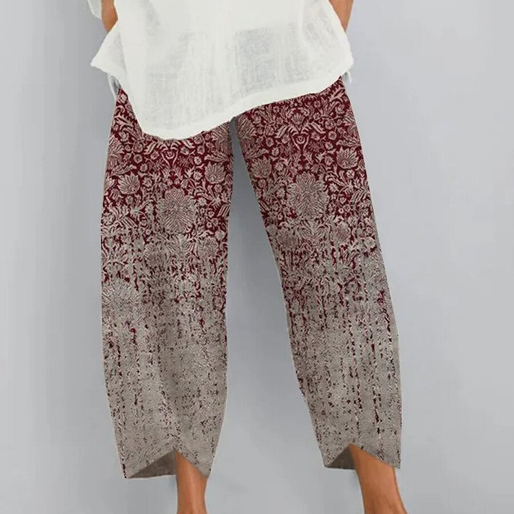 Print Loose Ankle Length Women's Casual Pants