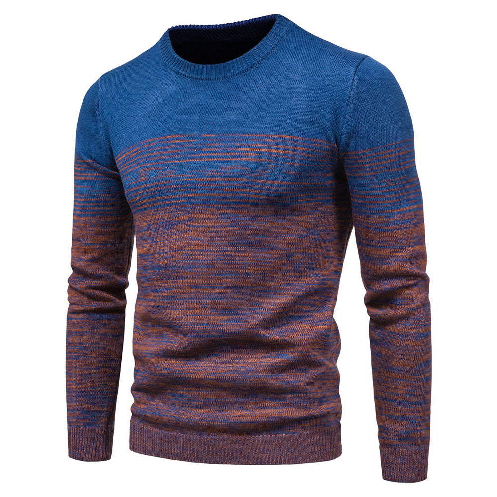 Round Neck Standard Patchwork Color Block European Men's Sweater