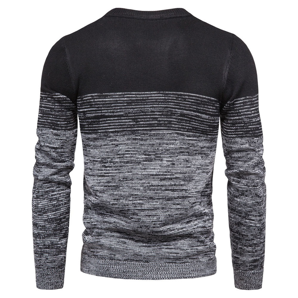 Round Neck Standard Patchwork Color Block European Men's Sweater